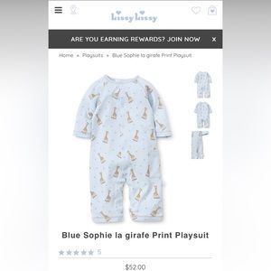 Blue Sophie La Girafe Kissy Kissy Playsuit, Size: 3-6 months